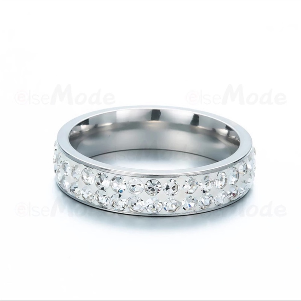 New ELSEMODE Two Row Crystal Shine Band Ring - Picture 4 of 5